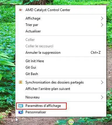 Windows 10 - Menu Paramètres d'affichage