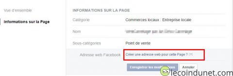 Page facebook - Adresse web facebook