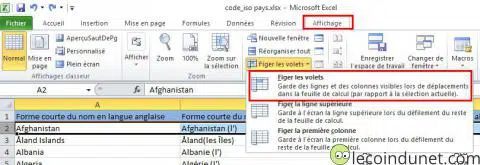 Excel 2010 - Figer les volets