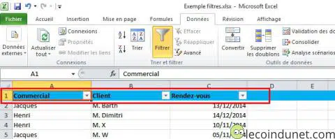 Excel 2010 - Filtres actifs