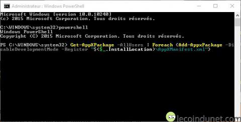 Windows 10 - Commande appxpackage Powershell