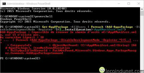 Windows 10 - invite de commande après appxPackage