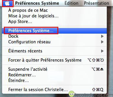 Mac OS - menu Pomme - Préférence système