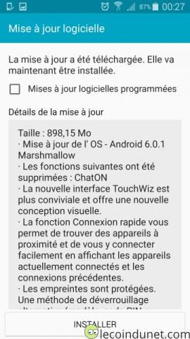 Galaxy S5 - Détails de la mise à jour Android 6