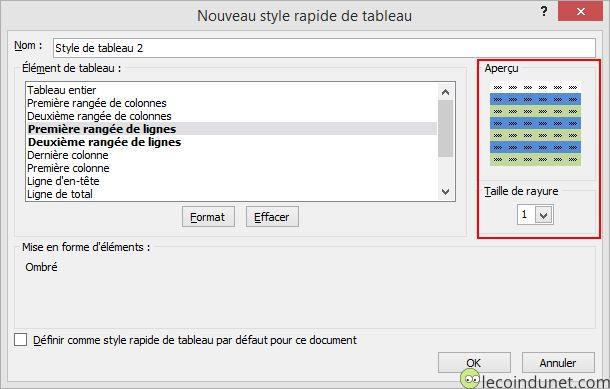 Excel Apercu nouveau style tableau