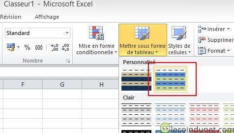 Excel Appliquer mise en forme perso