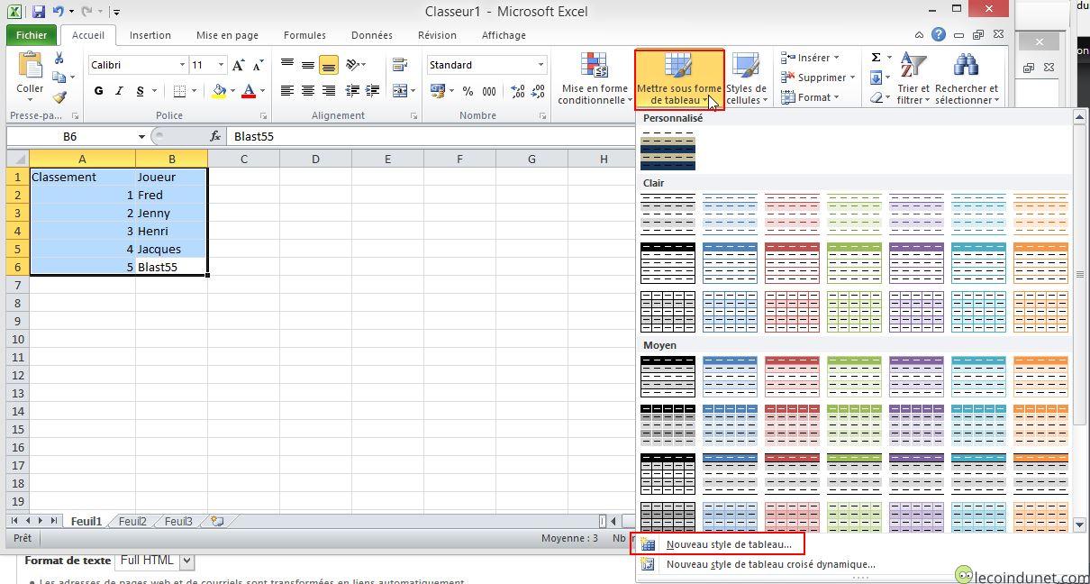 Colorer une ligne sur deux dans un tableau Excel - Lecoindunet