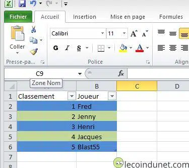 Excel tableau une ligne sur deux colorée