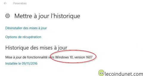 Windows 10 - Mise à jour 1067 installée