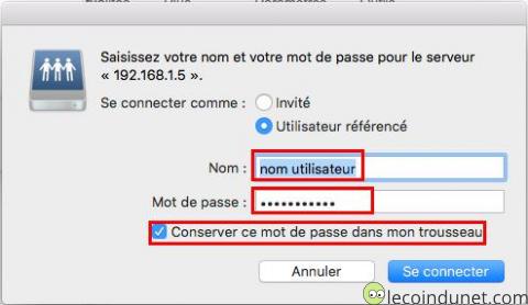 Mac - connecter un lecteur réseau saisie des identifiants