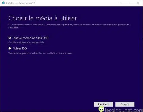Windows 10 - MediaCreationTool Choix d'un média