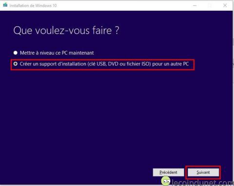 Windows 10 - mediaCreationTool Créer support installation