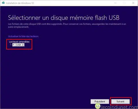 Windows 10 - MediaCreationTool sélection ISO ou USB
