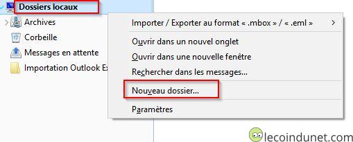 Thunderbird - Dossier locaux - Nouveau dossier