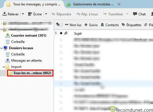 Thunderbird - Mbox importé