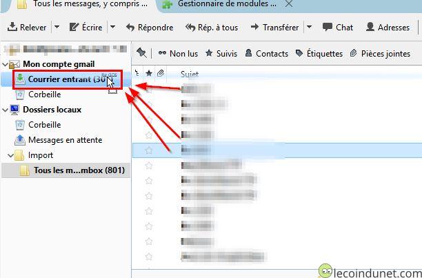 Thunderbird - Importer Mbox dans Gmail par glissé déposé
