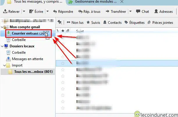 Thunderbird - Importer Mbox dans Gmail par glissé déposé