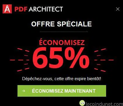 PDF Architect - notification offre spéciale
