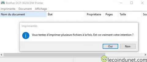 Windows 10 - Confirmation Imprimer plusieurs fichiers