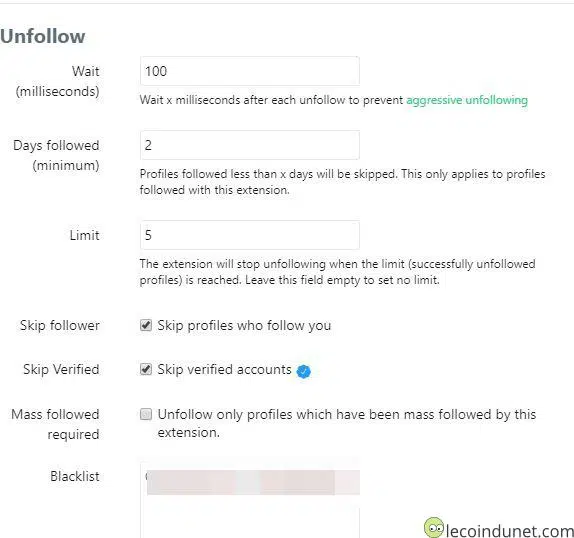 Twitter - Mass follow for twitter unfollow settings