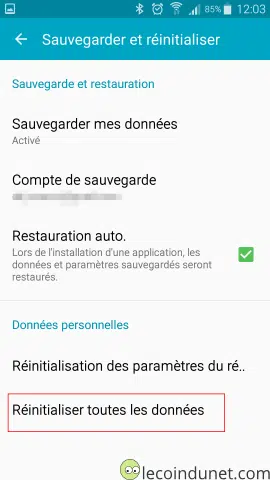 Réinitialiser un téléphone Android