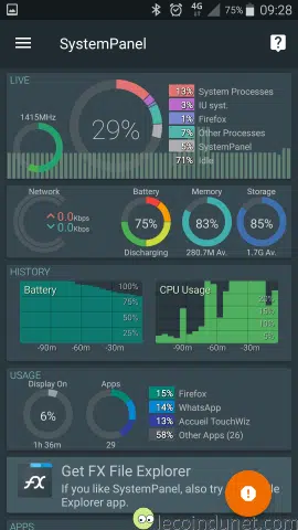 SystemPanel2 sur Android