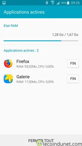 Android - Applications actives