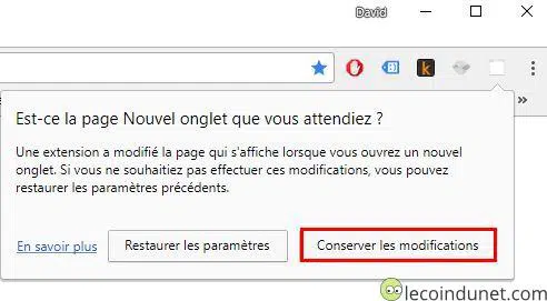 Chrome - Conserver les modifications