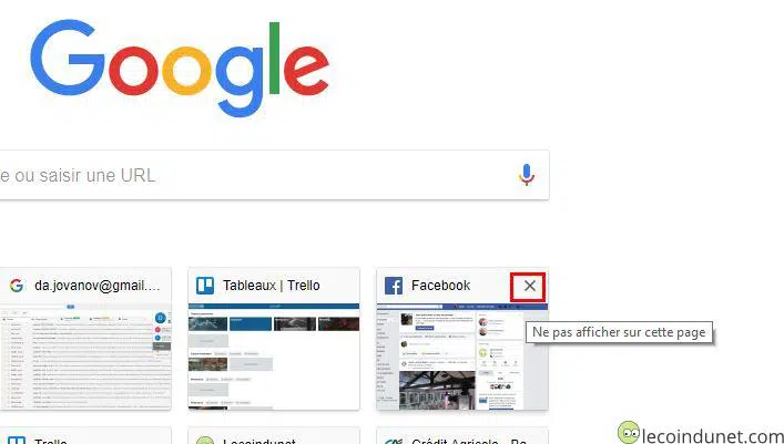 Google Chrome - Supprimer une miniature
