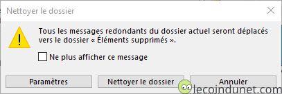 Outlook - Confirmation nettoyer