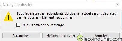 Outlook - Confirmation nettoyer