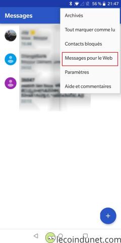 Android Messages - Menu déroulant