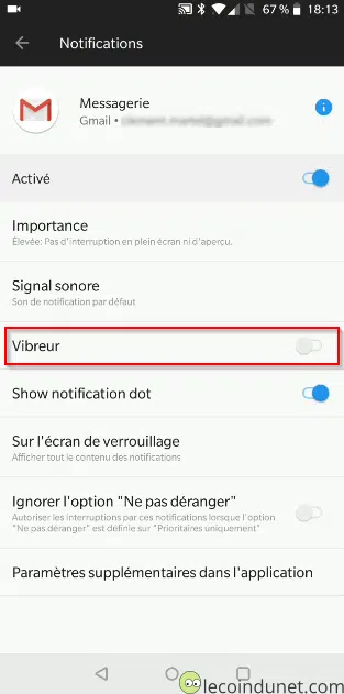 Gestion des notifications - Vibreur