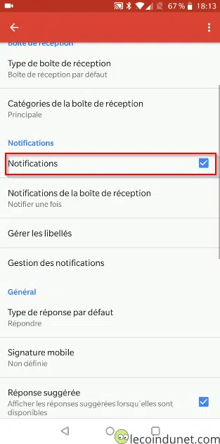 Gmail - Menu notifications (activation)