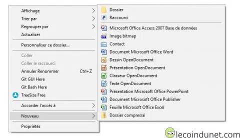 Nouveau document texte disparu du menu contextuel