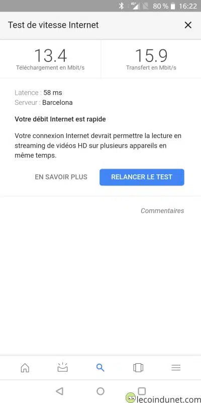 Speedtest Google_Test en cours