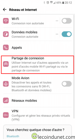 Android - Partage de connexion