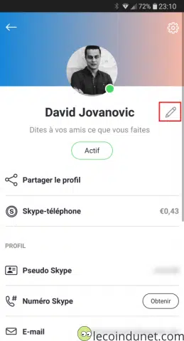 App Skype Android iOS - Modifier Pseudo