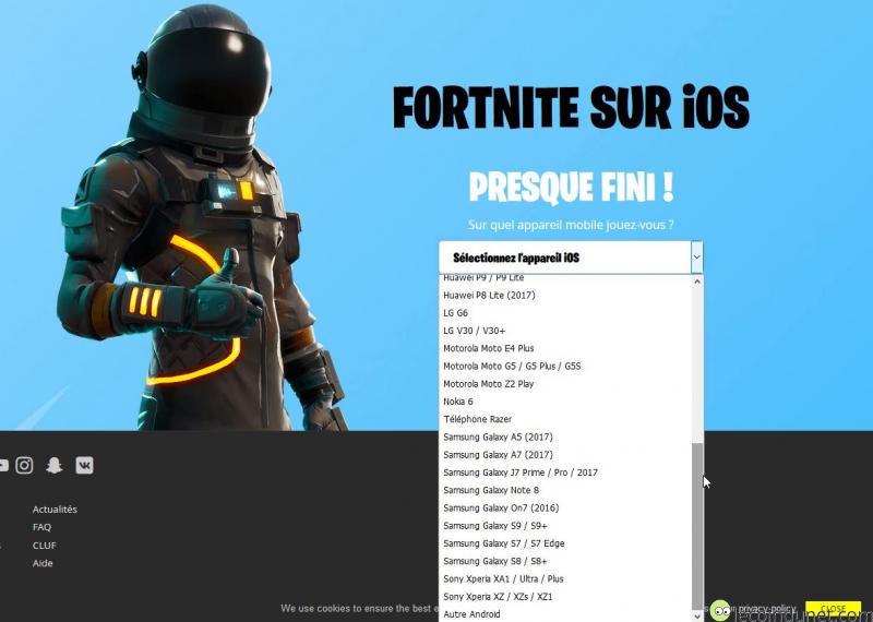 Fortnite - Appareils Android compatibles