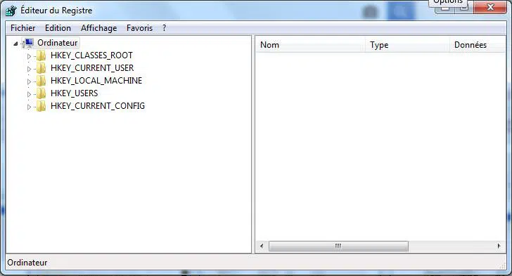 Utilitaire regedit Windows