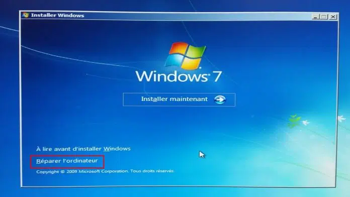 Windows 7 - Réparer l'odinateur