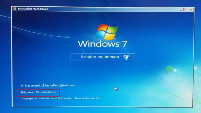 Réparer Windows 7 grâce aux outils de récupération