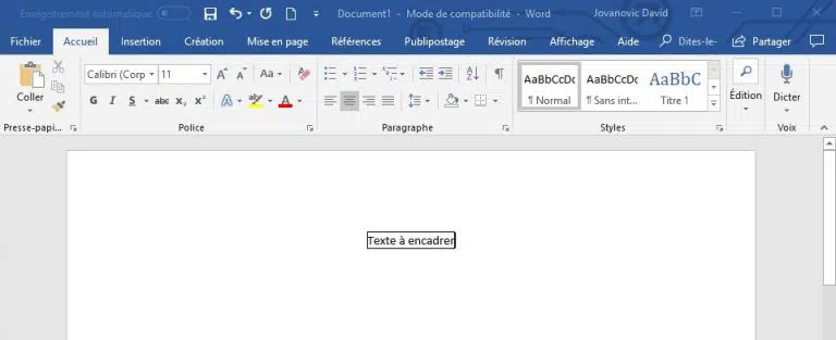 Encadrer un texte avec Word