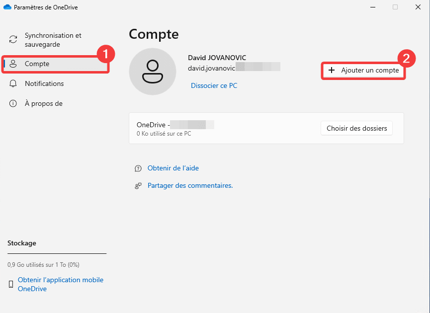 Ajouter un compte OneDrive