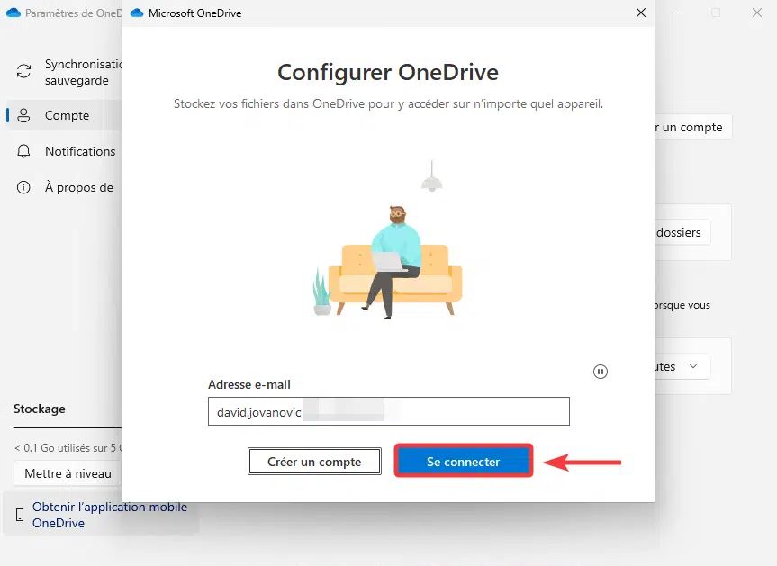 Configurer le compte OneDrive