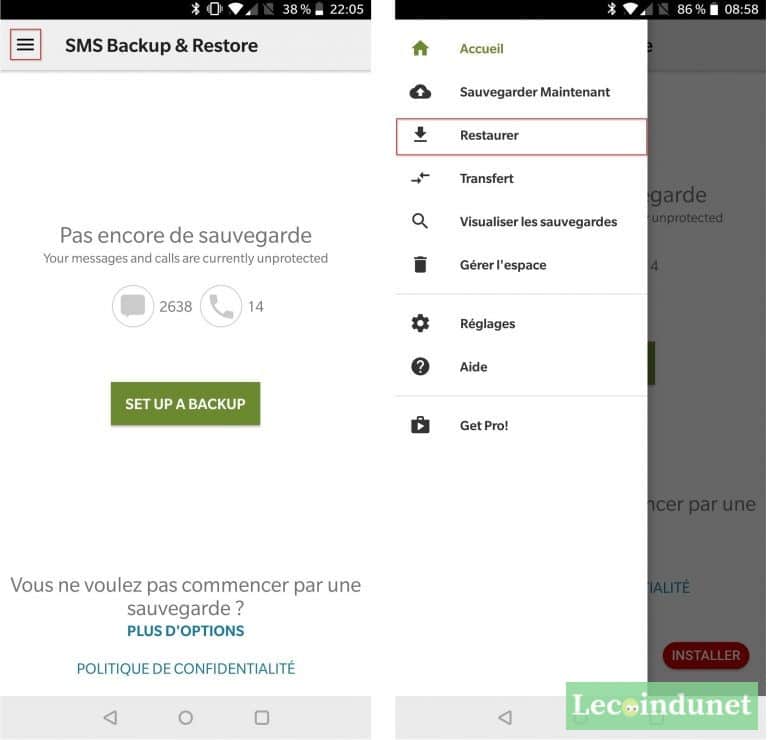 android restaurer sms supprimé