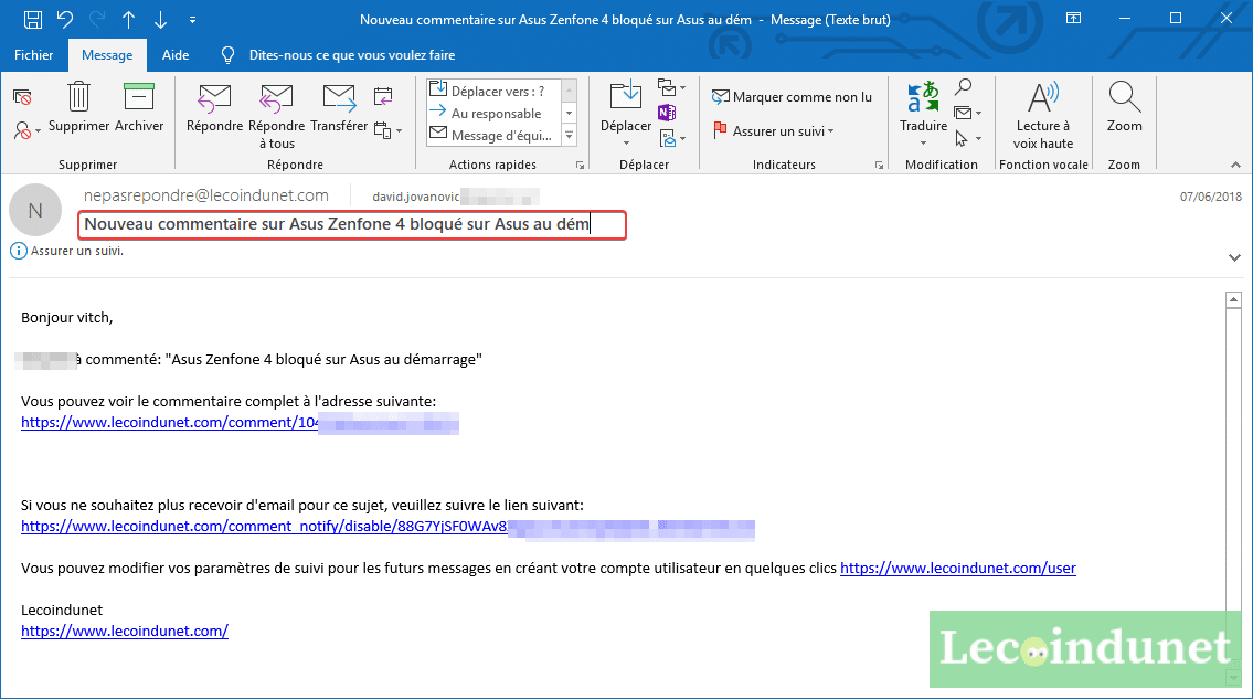 comment retrouver un mail reçu dans outlook
