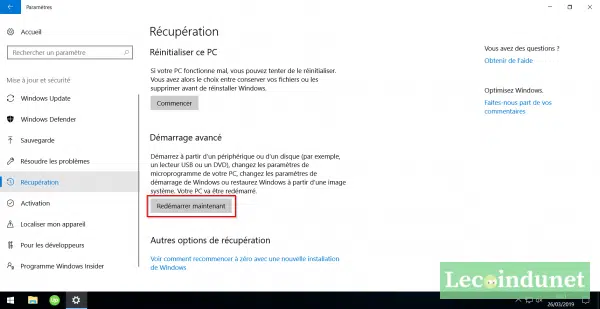 Comment redémarrer en mode avancé depuis les paramètres de Windows ?