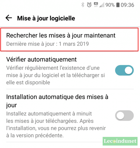 Rechercher et mettre à jour Android