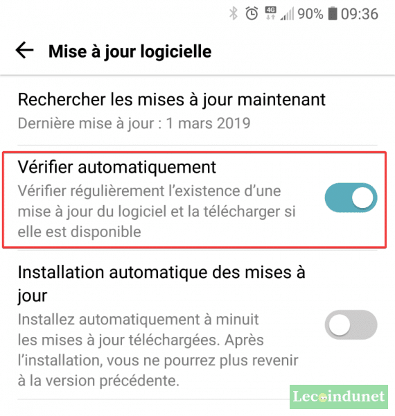 Vérifier automatiquement les mises à jour Android